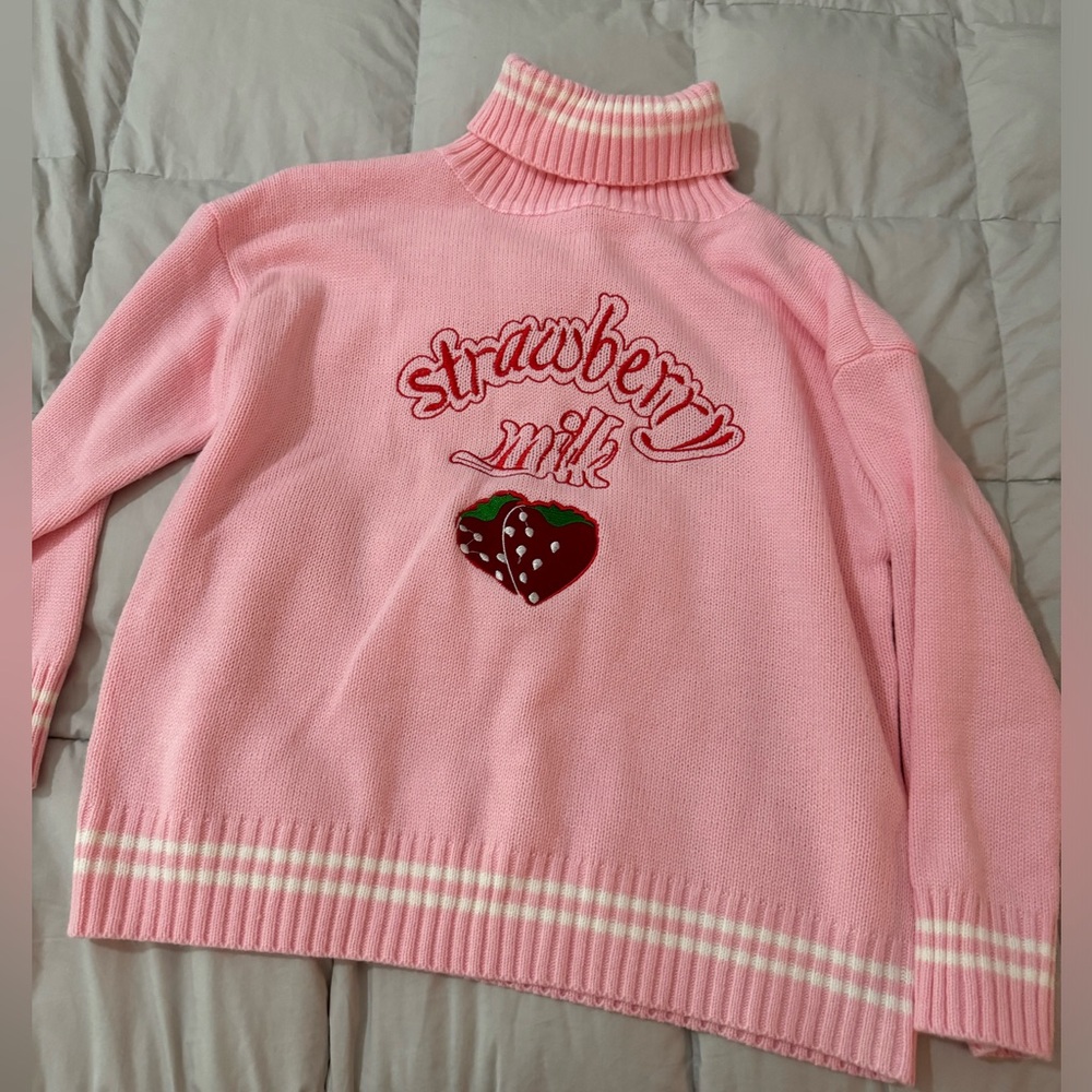 Brand new Strawberry Milk pattern sweater pink and white size M